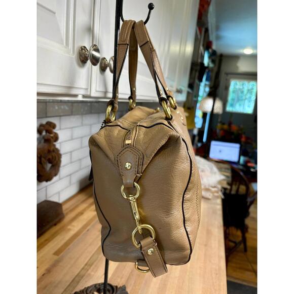 Coach Camel Pebbled Leather Campbell Satchel Bag F24690 Brass Hardware - Picture 4 of 7